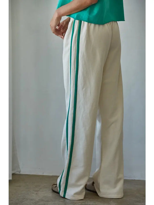 Knit Cotton French Terry Side Contrast Trim Pants