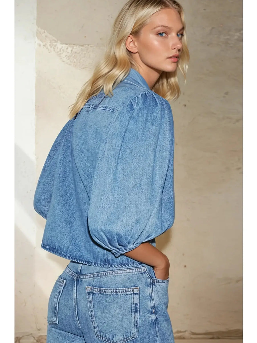 Balloon Sleeved Denim Top – The Hinson Label