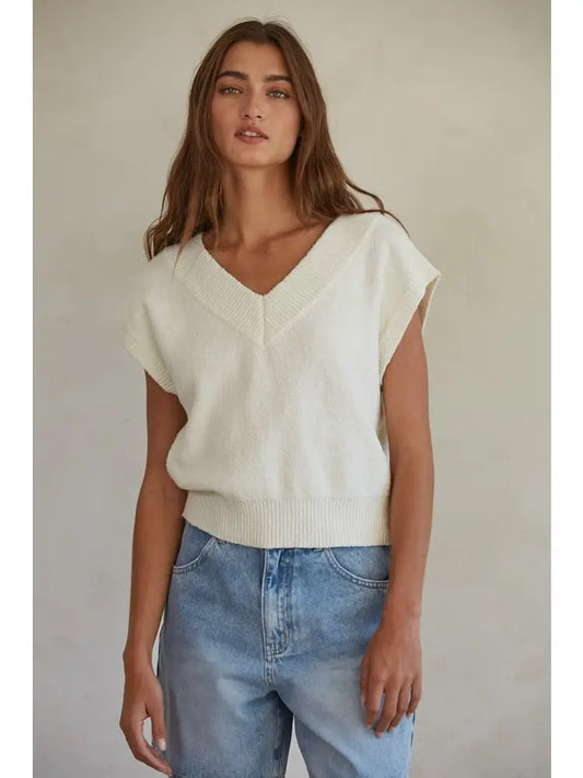 Knit Sweater V-Neck Sleeveless Vest Top
