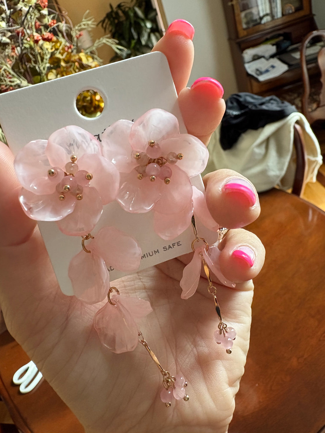 Pink Acrylic Flower Earring