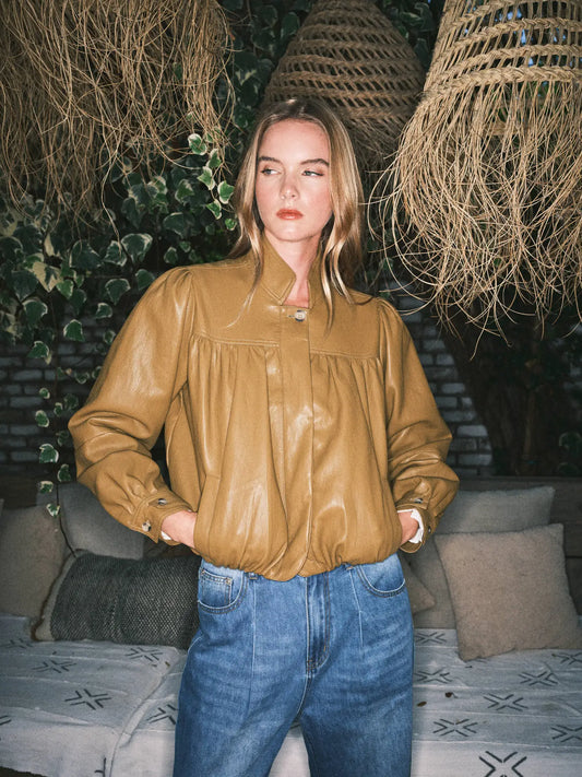 Super Soft Bobble Hem Vegan Leather Jacket