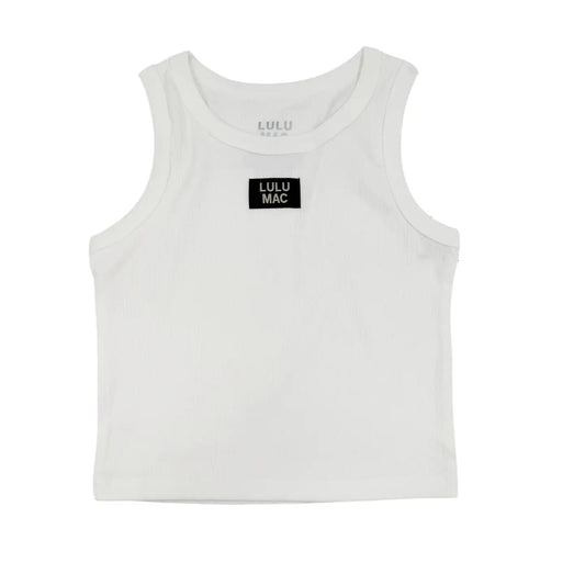 White Lulu Mac Solid Tank Tops