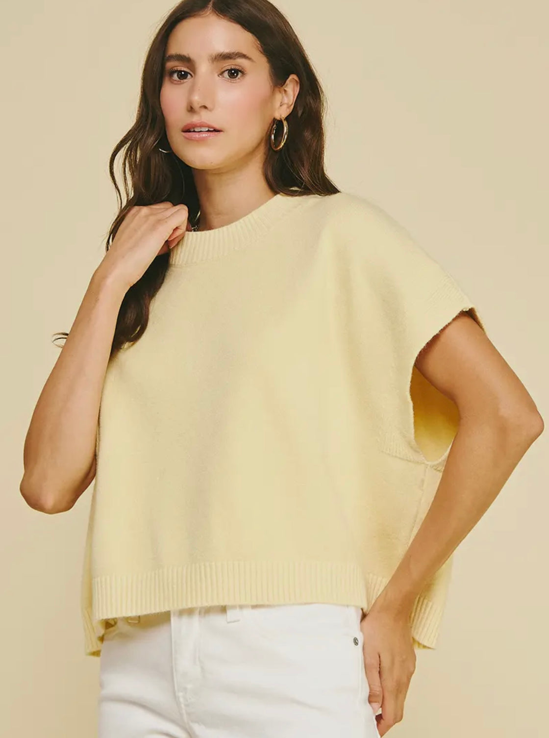 Lemon Dropped shoulder sweater top