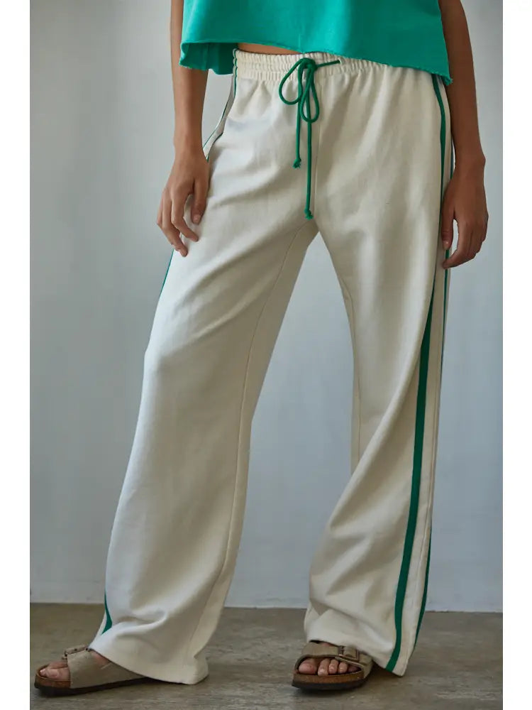 Knit Cotton French Terry Side Contrast Trim Pants