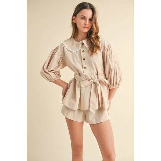 The "Caroline" Button-Down Blouse and Shorts Sets
