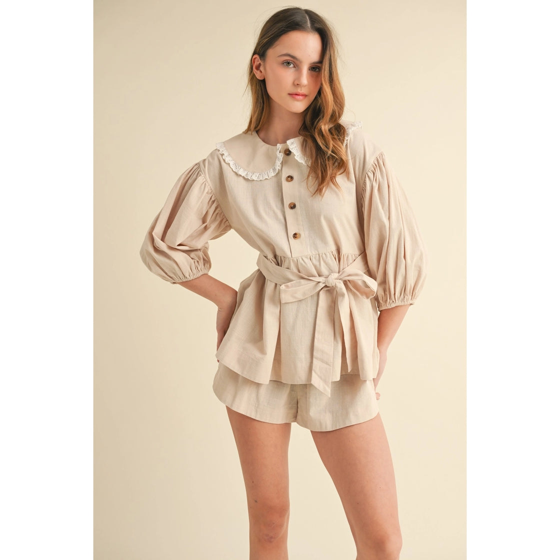 The "Caroline" Button-Down Blouse and Shorts Sets