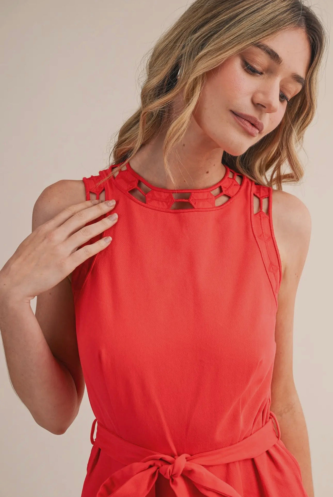 Chili Pepper Sleeveless Embroidered Romper