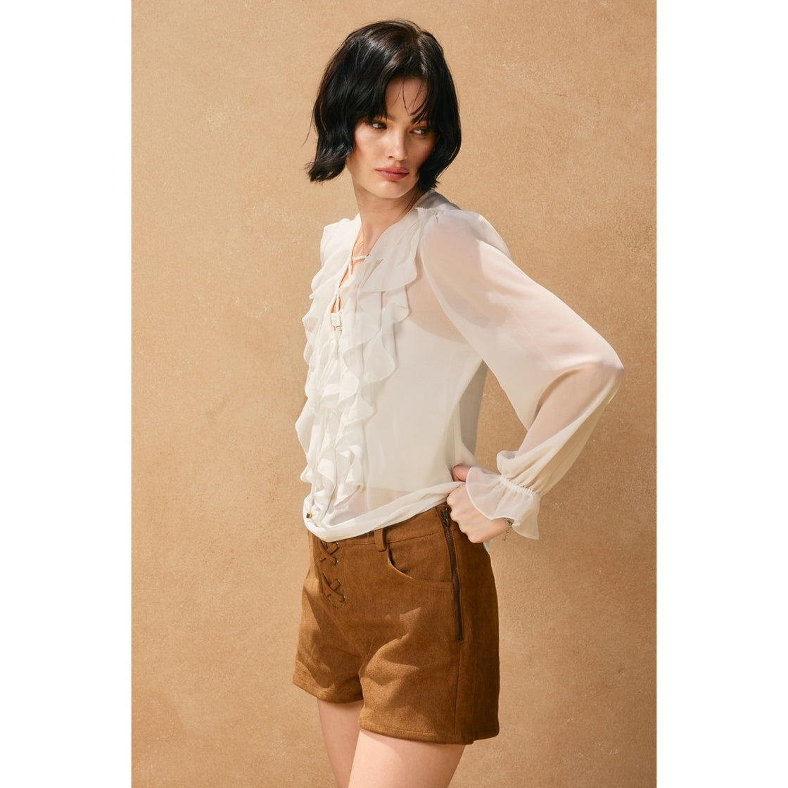 Erosion and Light Frilly Chiffon Blouse