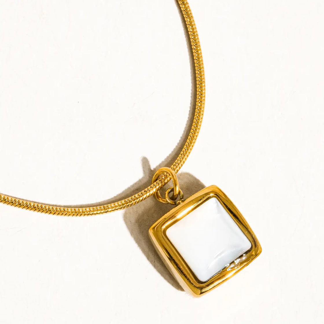 Berenice 18K Gold Non-Tarnish Square Shell Necklace