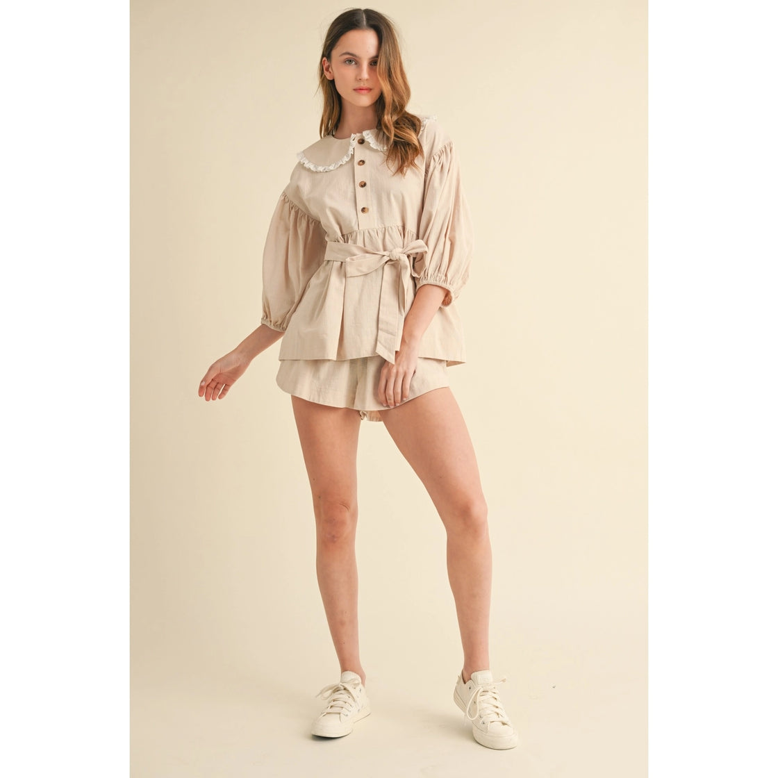 The "Caroline" Button-Down Blouse and Shorts Sets
