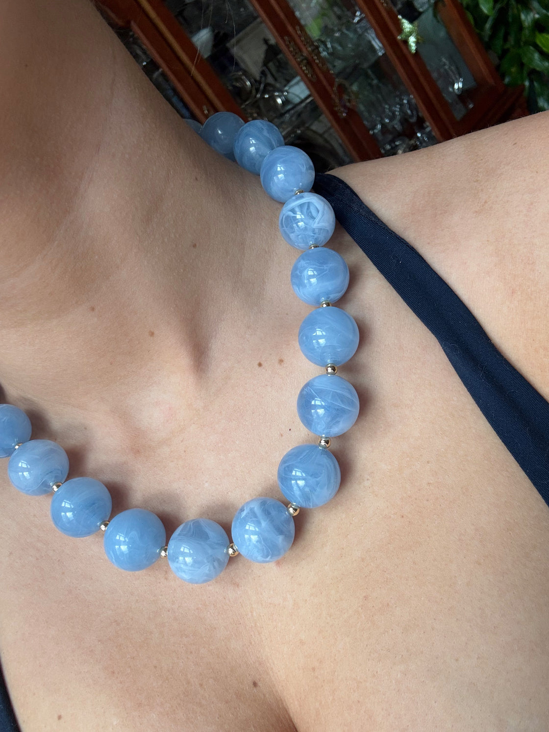 Blue Natural Stone Beaded Necklace
