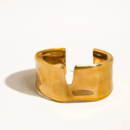Gold Non-Tarnish Abstract Bold Bangle