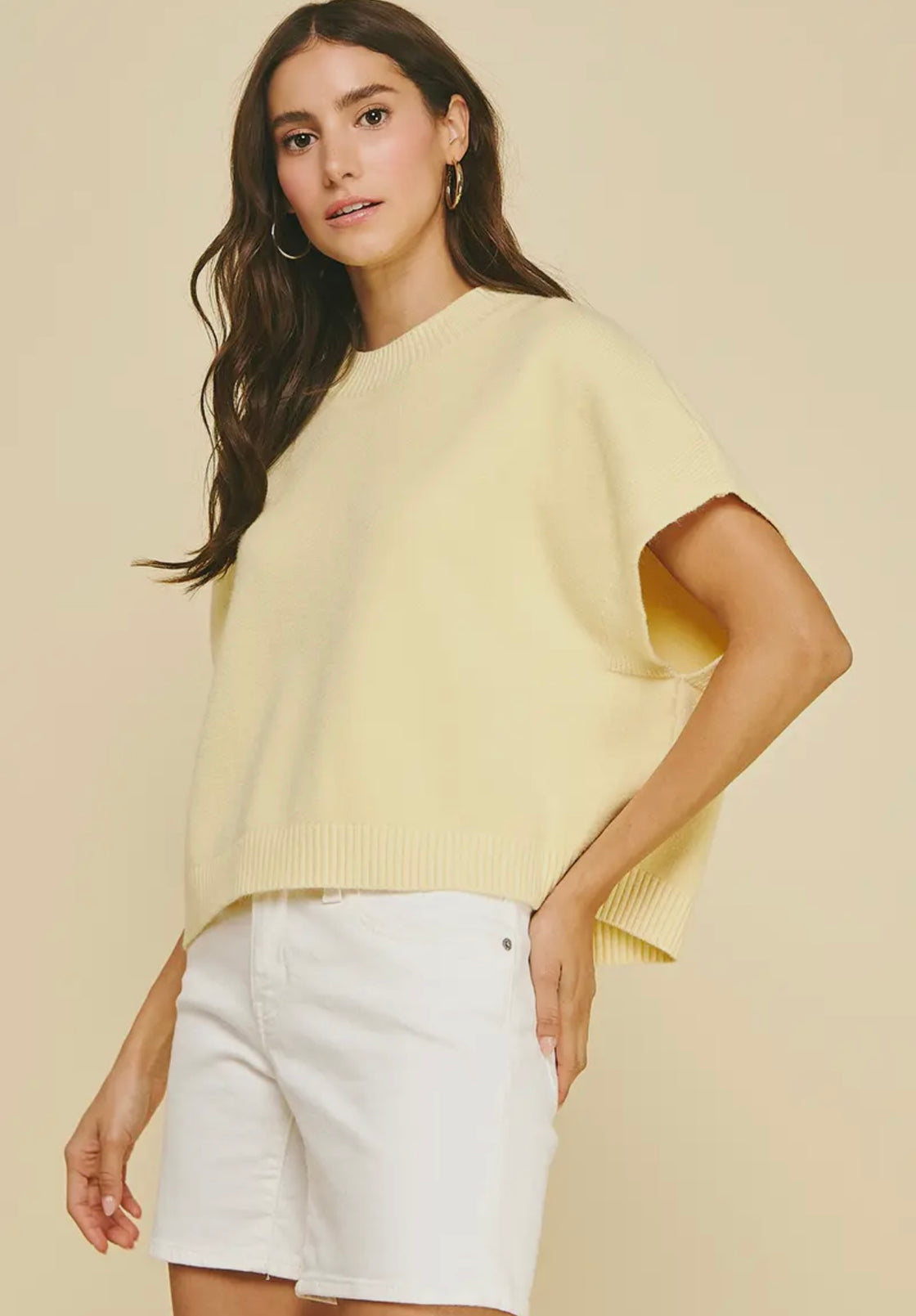 Lemon Dropped shoulder sweater top