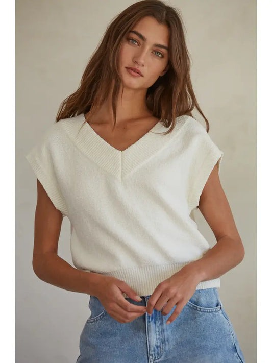 Knit Sweater V-Neck Sleeveless Vest Top