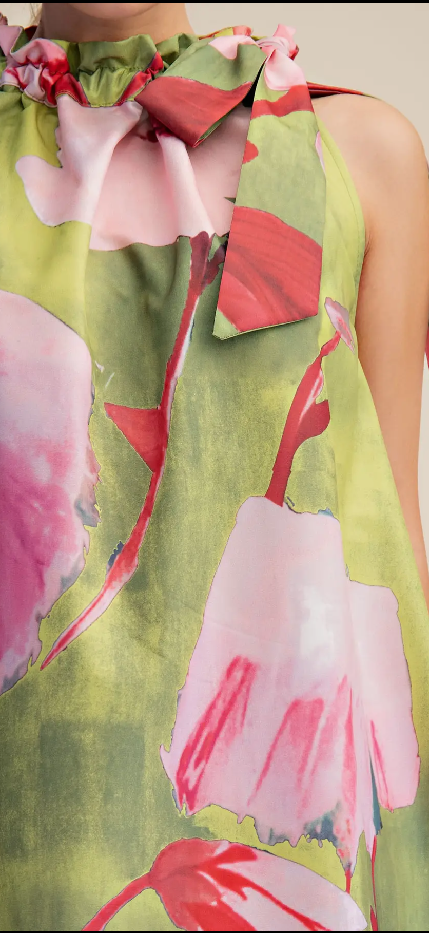 "Izzy" Lime floral print Mini Dress