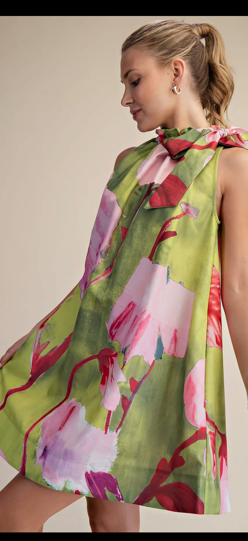 "Izzy" Lime floral print Mini Dress