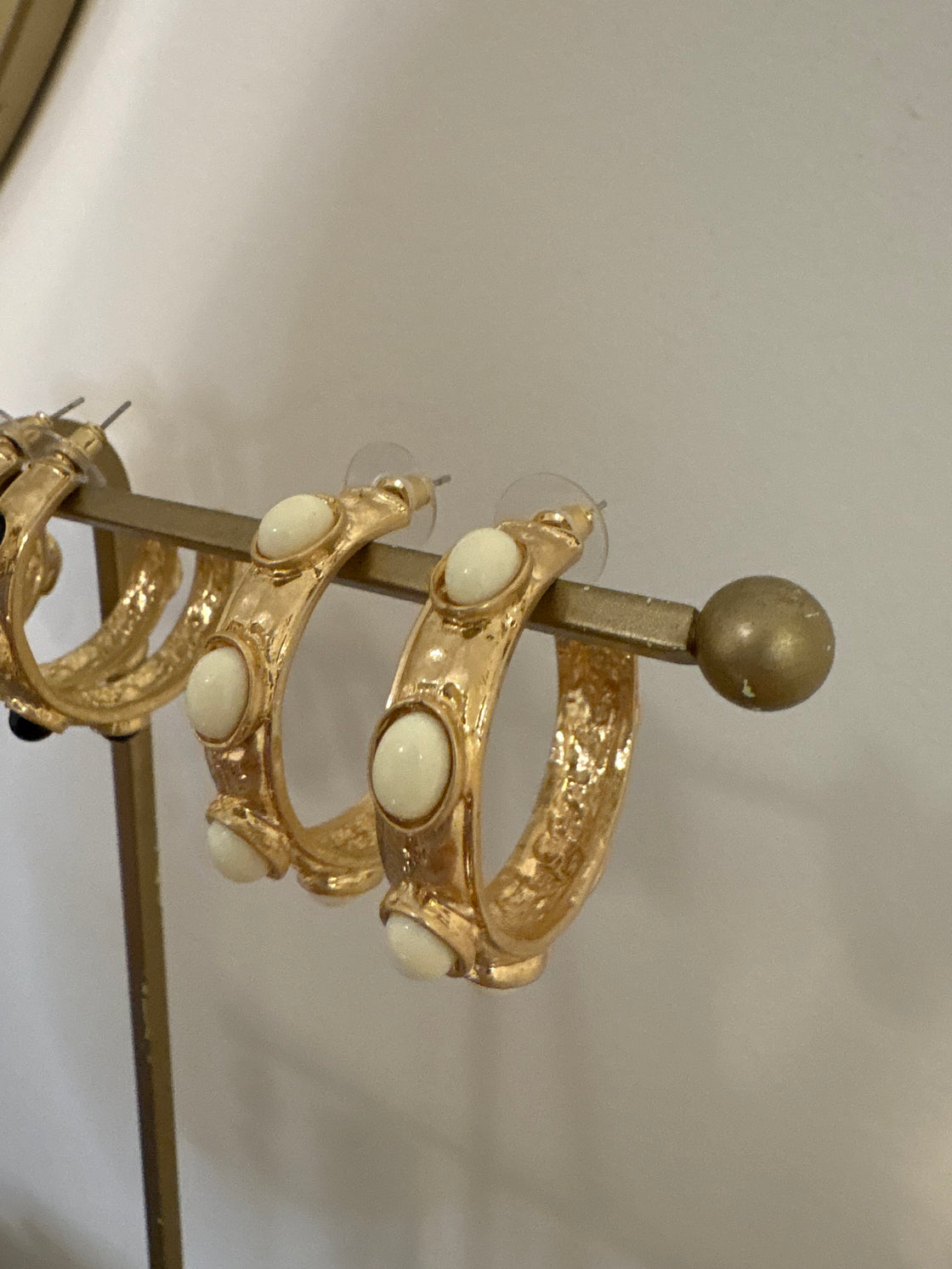 White Gemstone Hoops