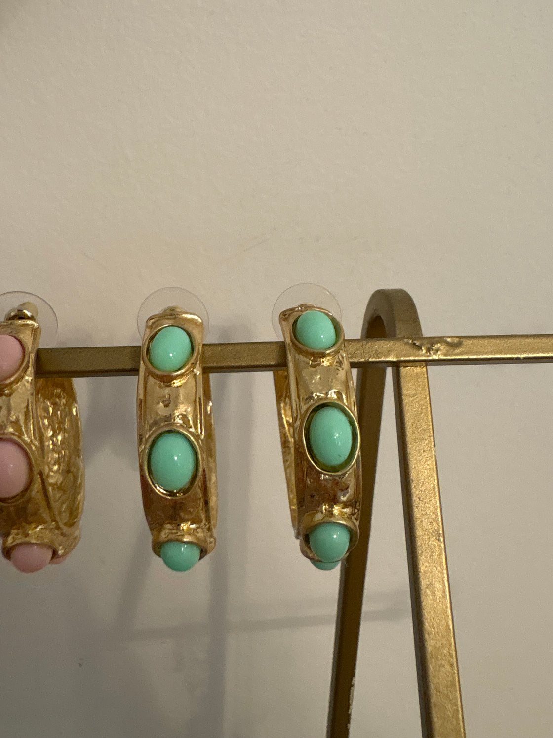 Teal Gemstone Hoops