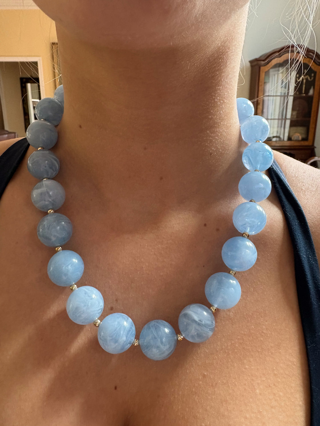 Blue Natural Stone Beaded Necklace