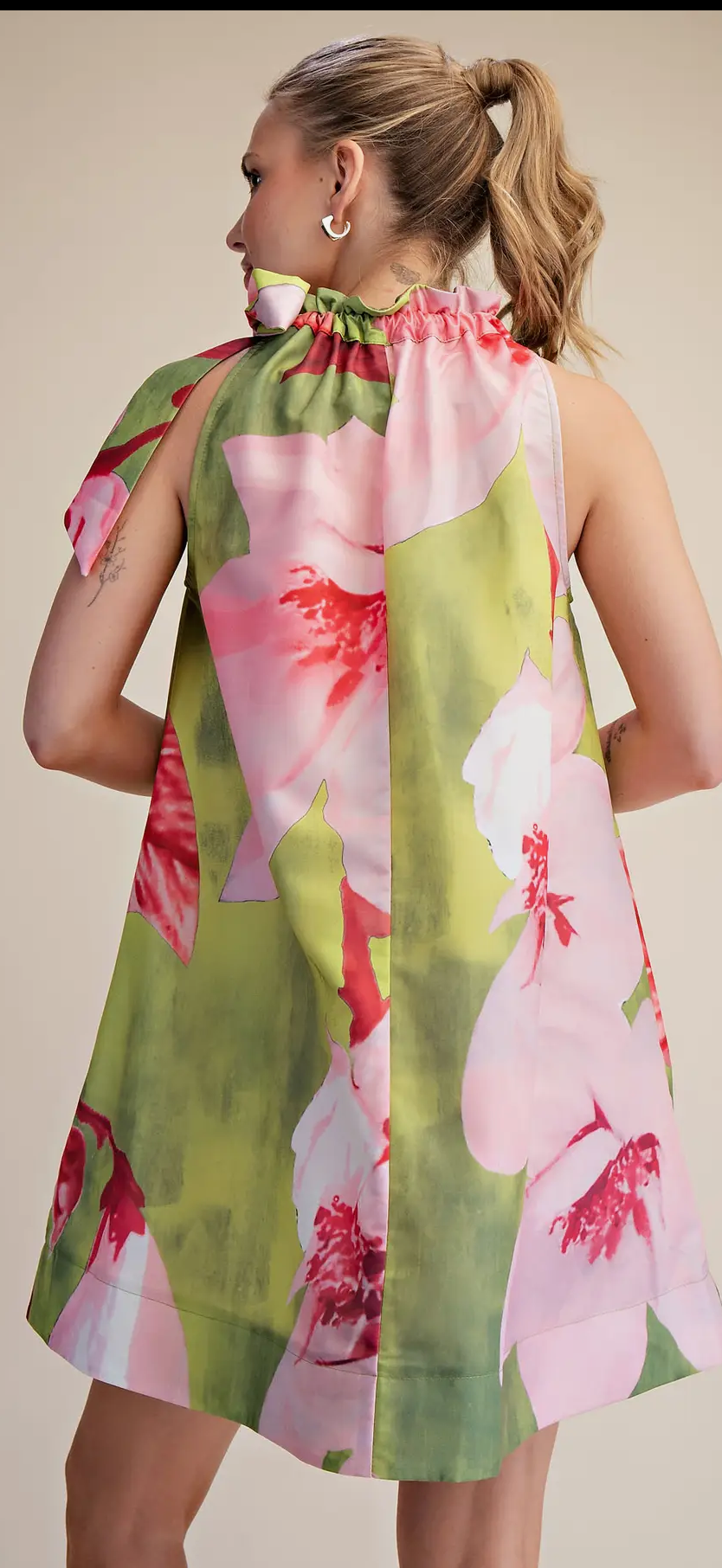 "Izzy" Lime floral print Mini Dress