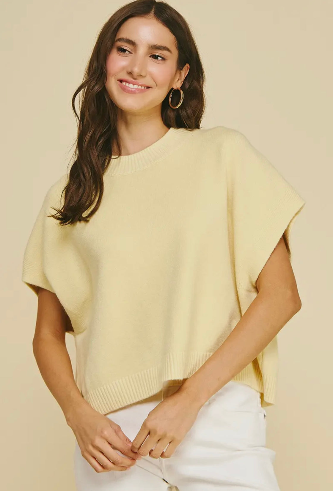 Lemon Dropped shoulder sweater top