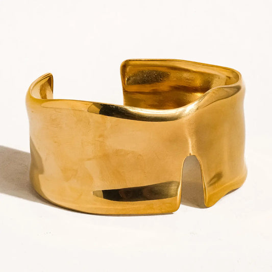 Gold Non-Tarnish Abstract Bold Bangle