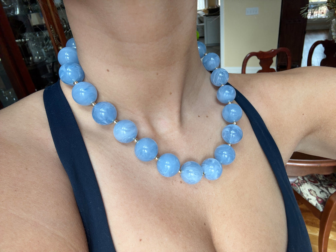 Blue Natural Stone Beaded Necklace