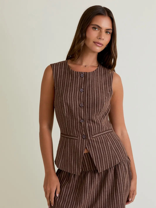 Round Neck Vest with Flare Mini Skirt