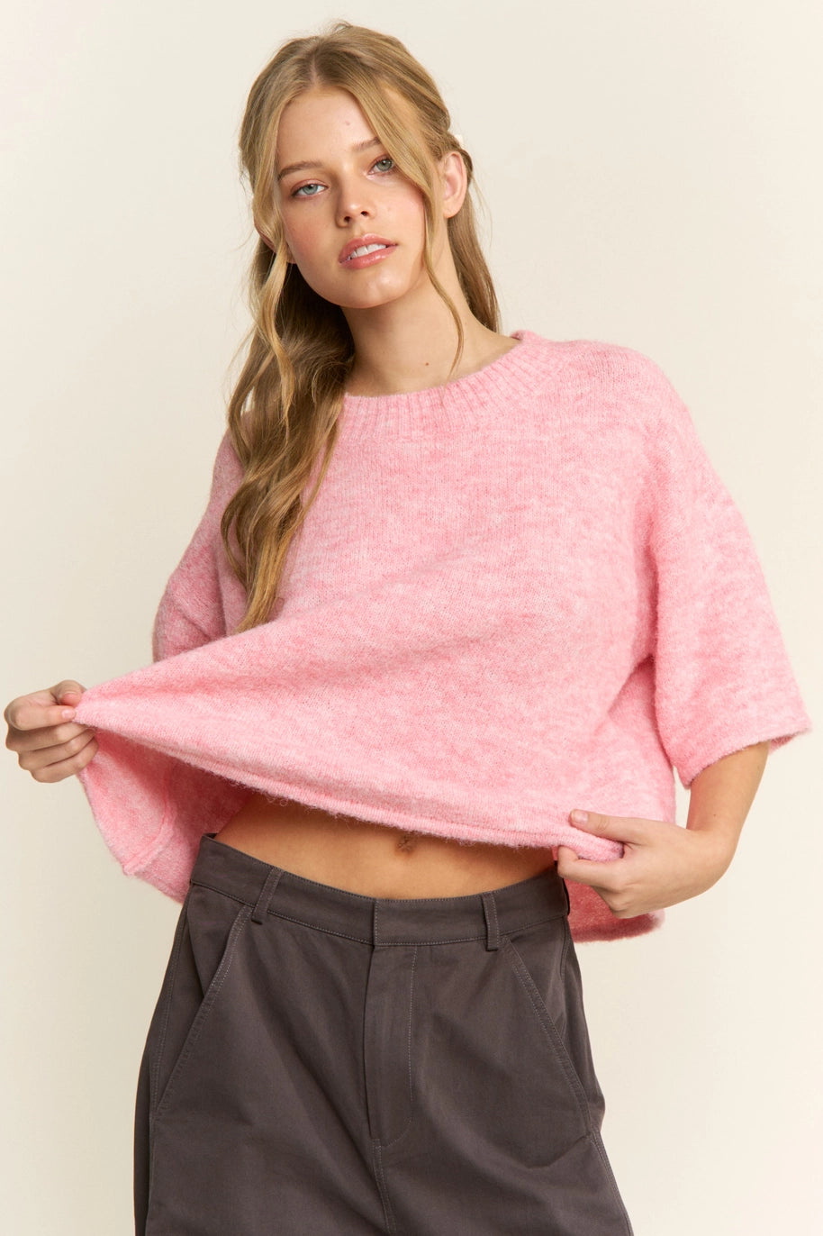 Soft Knit Cropped Sweater Top
