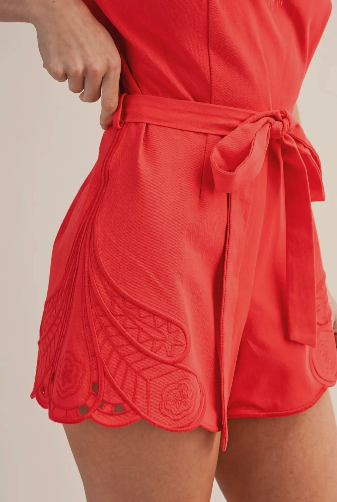 Chili Pepper Sleeveless Embroidered Romper