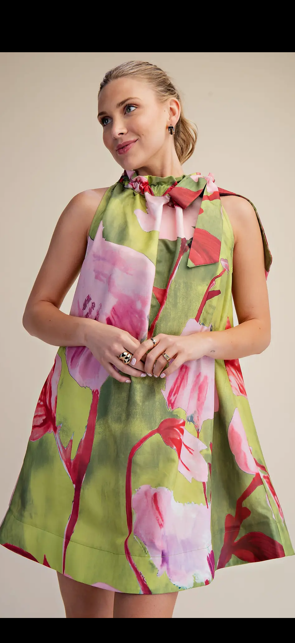 "Izzy" Lime floral print Mini Dress