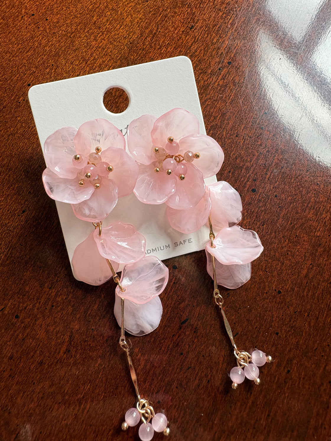 Pink Acrylic Flower Earring