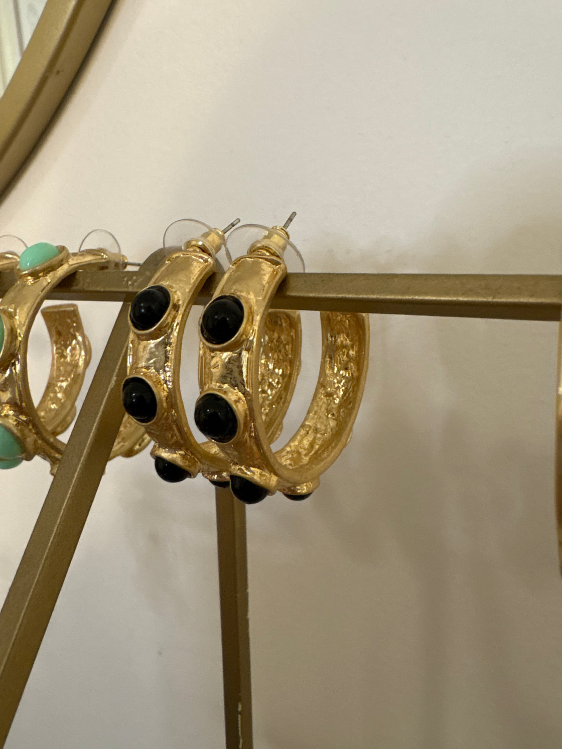 Black Gemstone Hoops