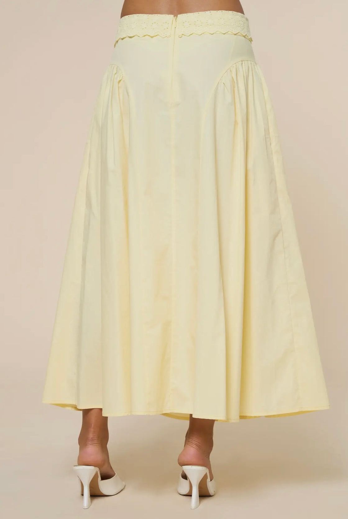 Eyelet Waist Woven Flowy Skirt