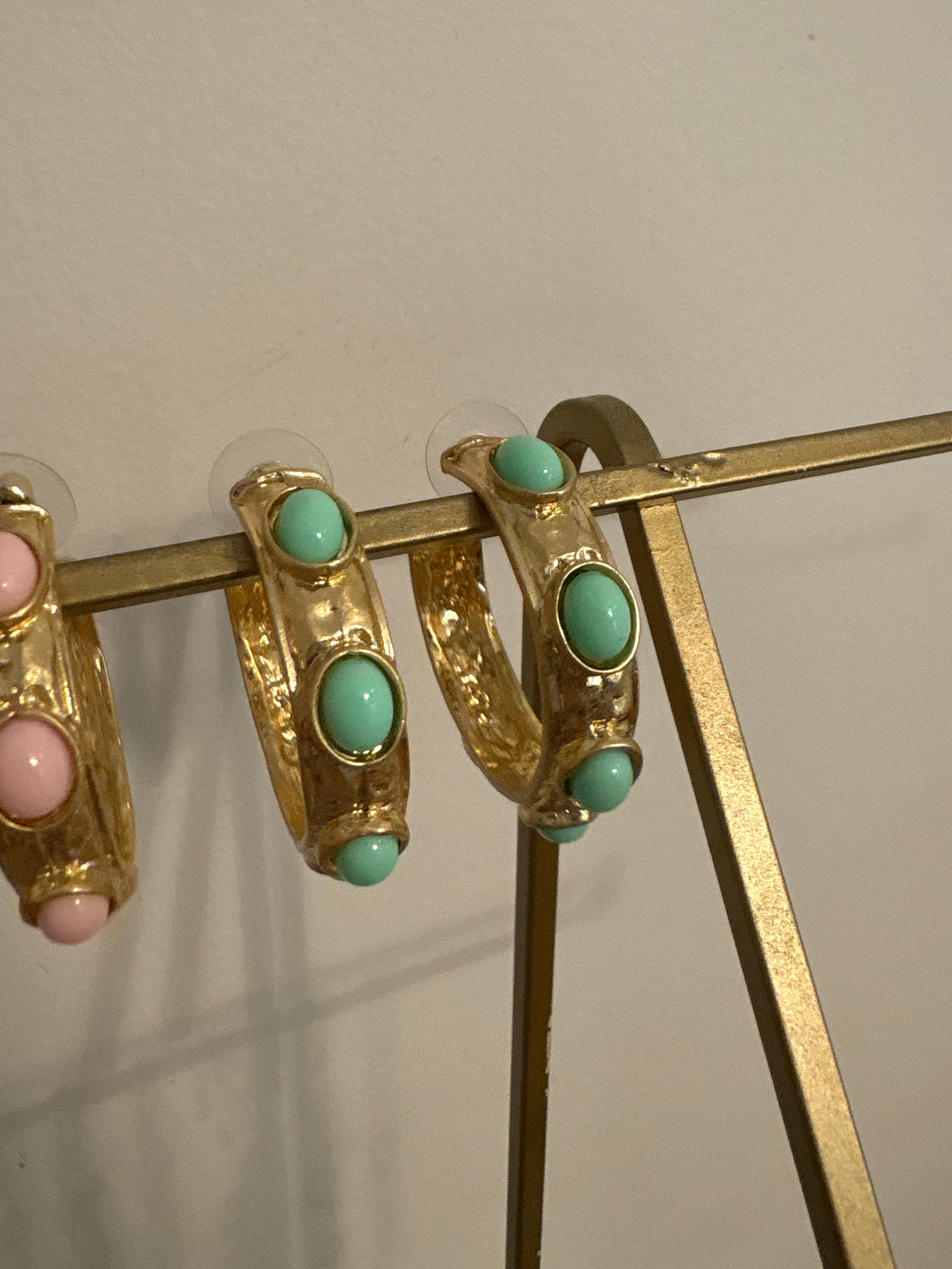 Teal Gemstone Hoops