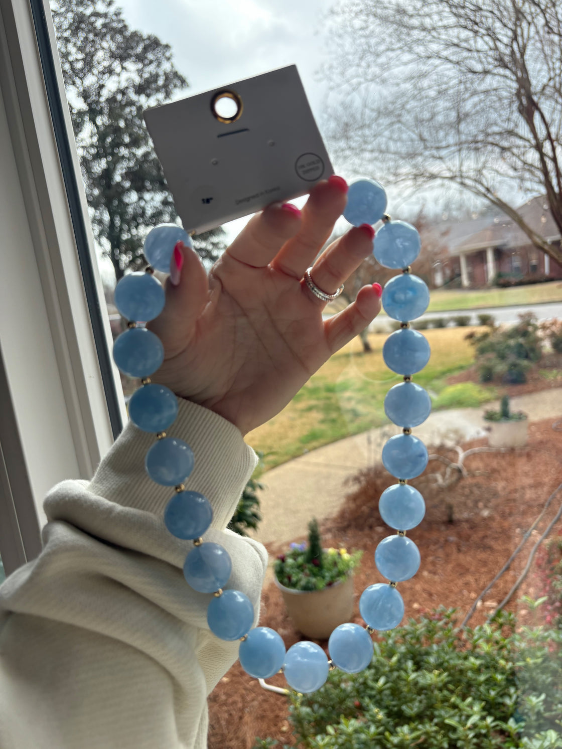 Blue Natural Stone Beaded Necklace