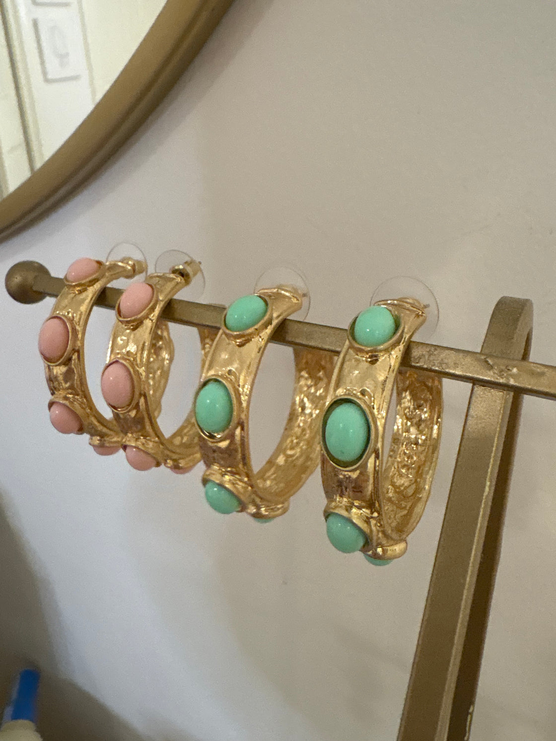 Teal Gemstone Hoops