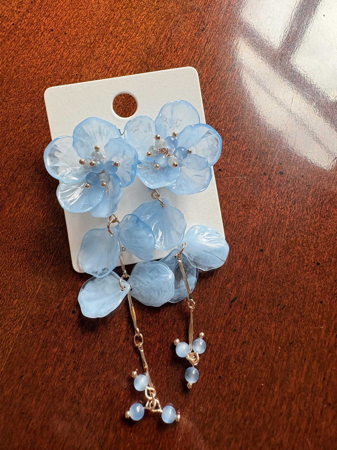 Blue Acrylic Flower Earrings