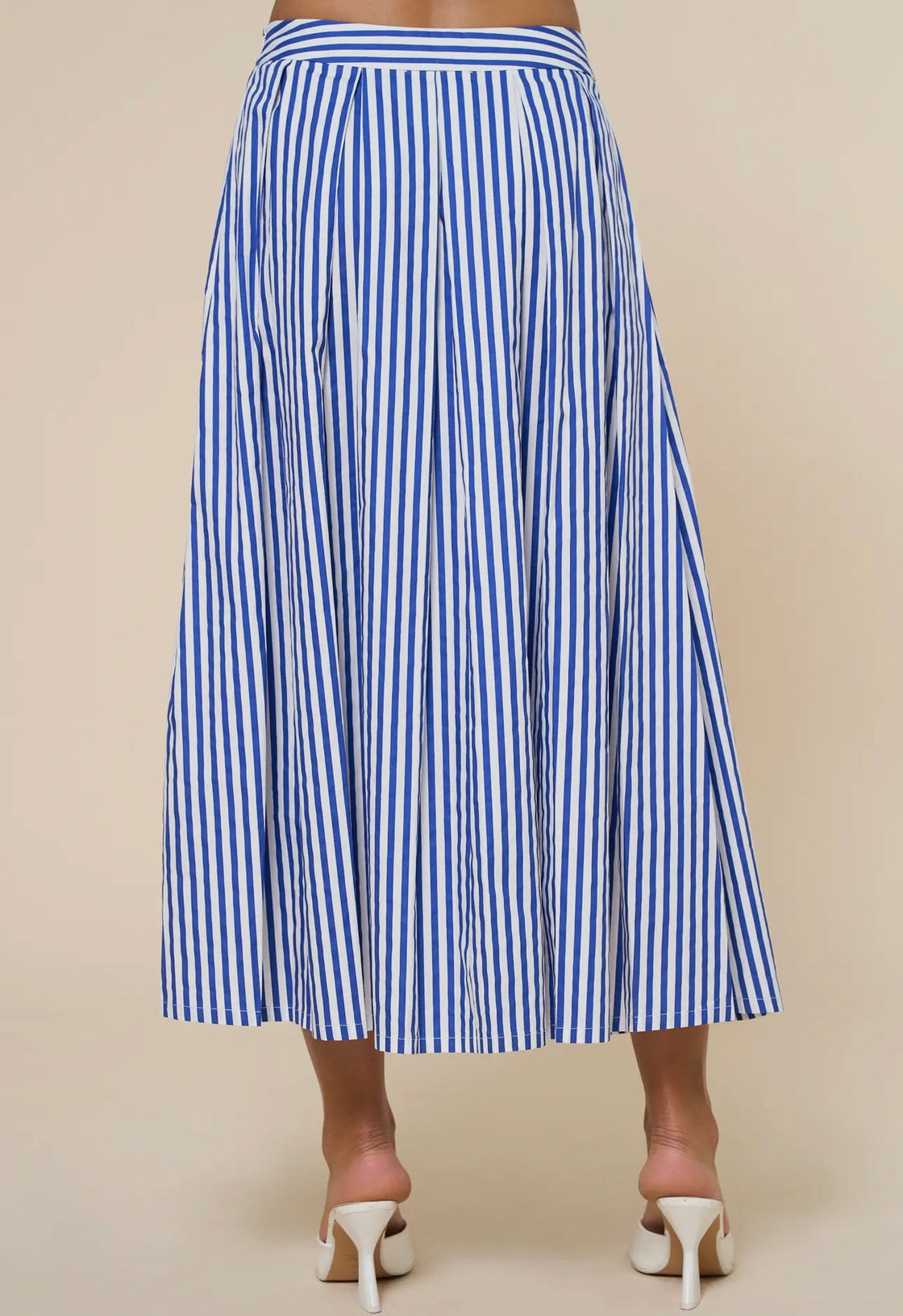Striped Print Flare Maxi Skirt