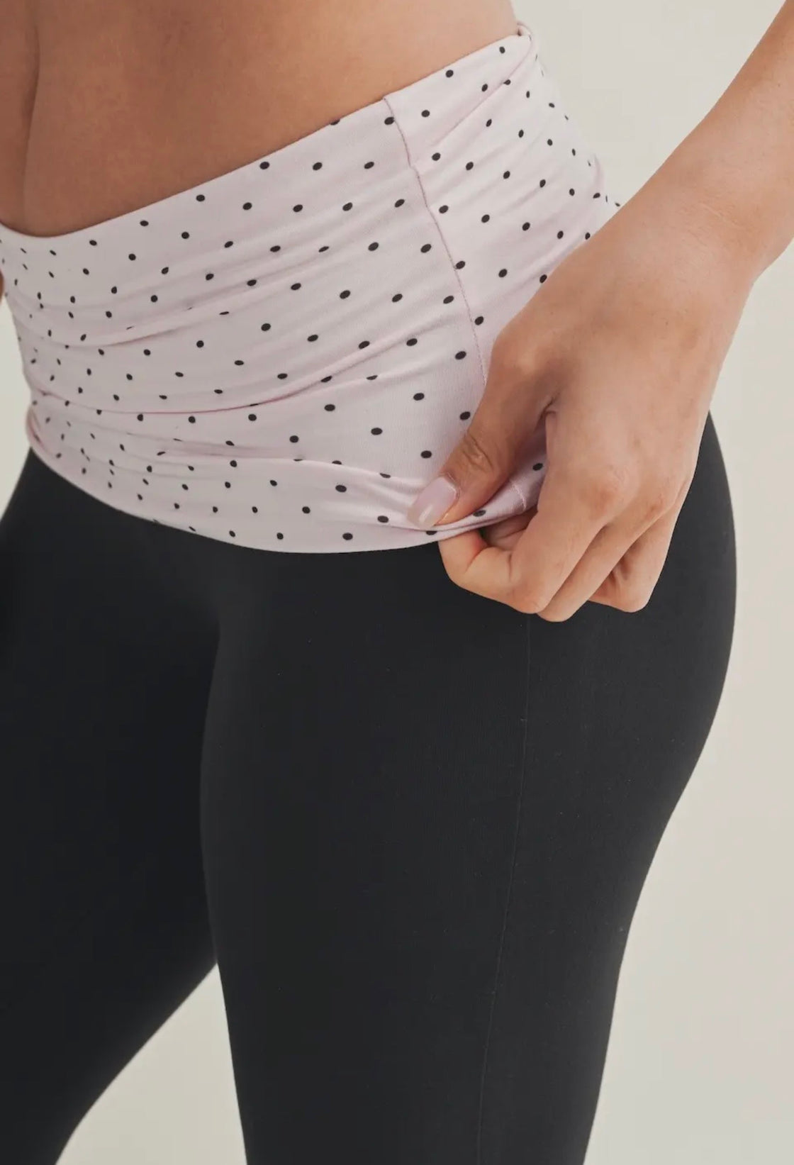 Polka dot Soft knit Foldover flare pants