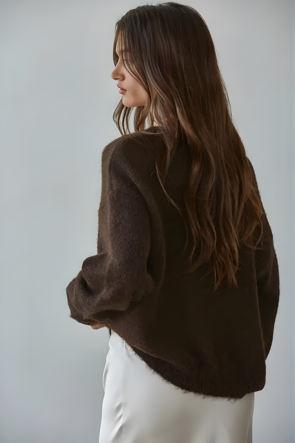 Knit Sweater Round Neck Long Sleeve Cardigan Top