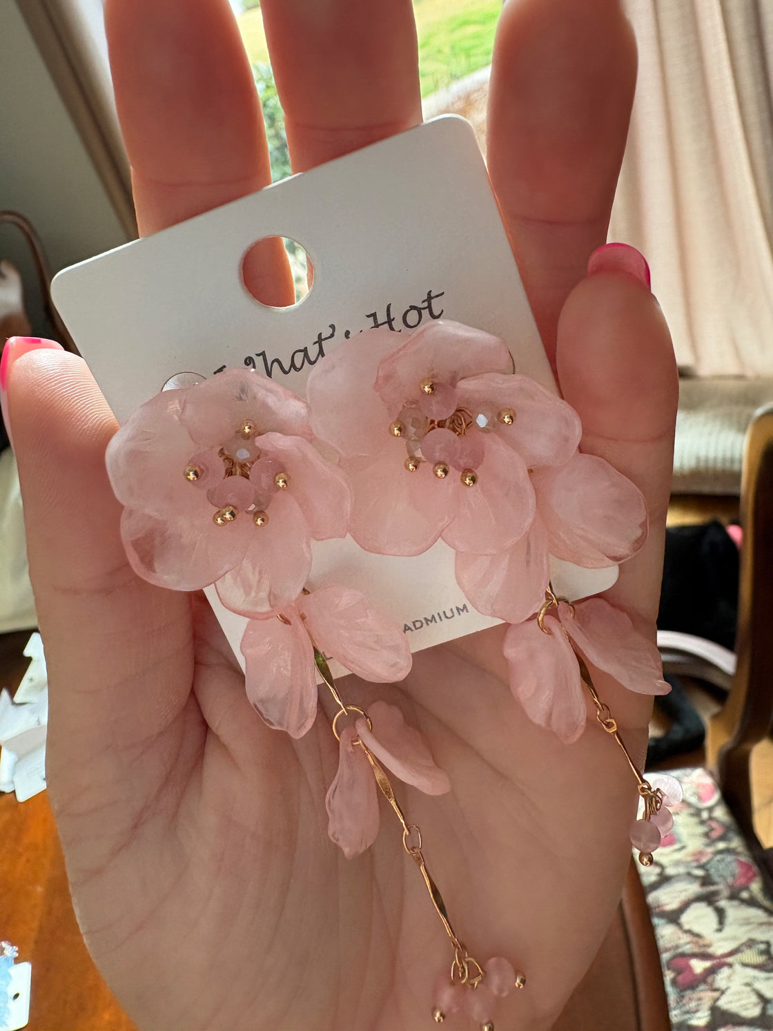 Pink Acrylic Flower Earring