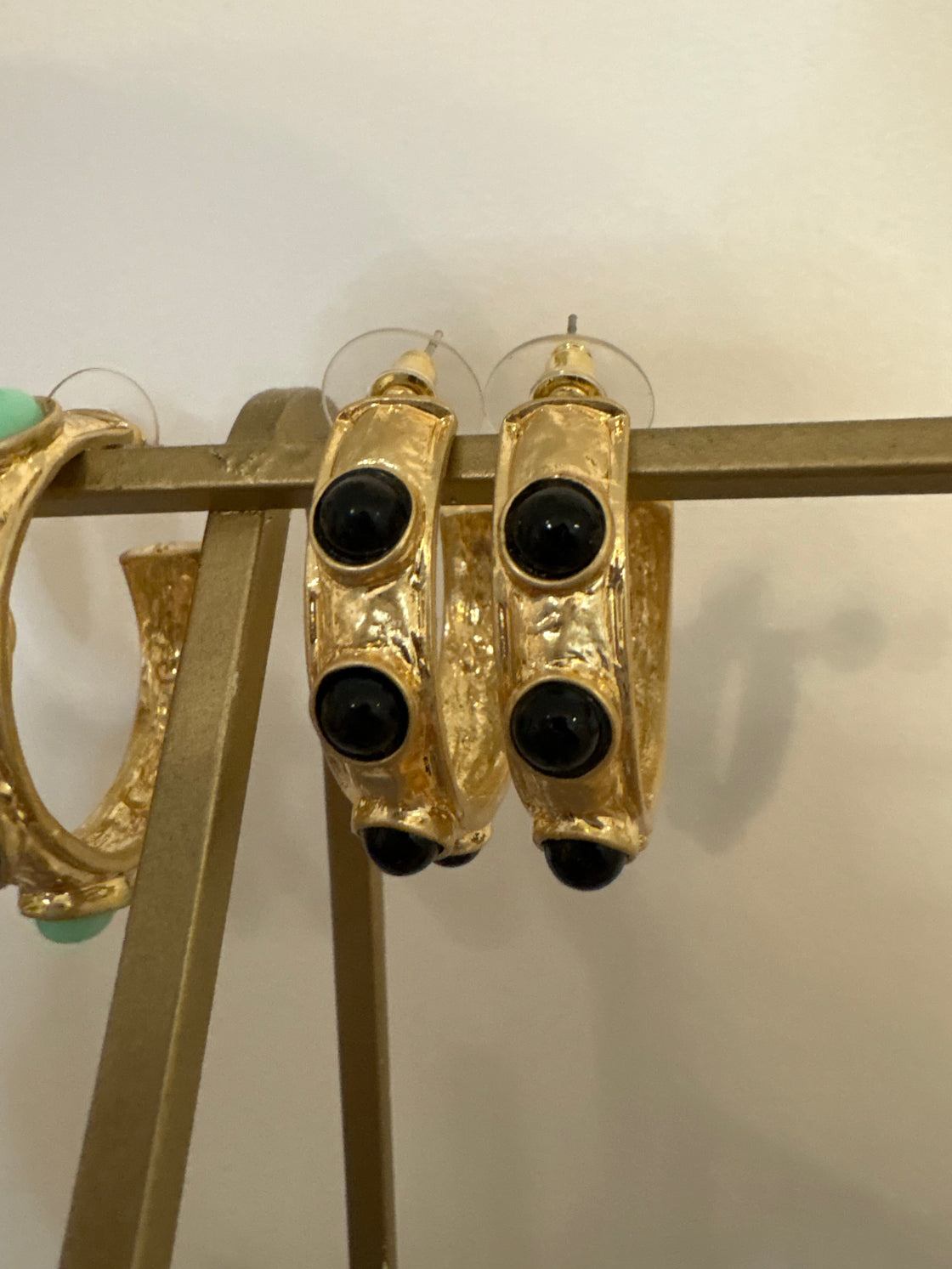 Black Gemstone Hoops