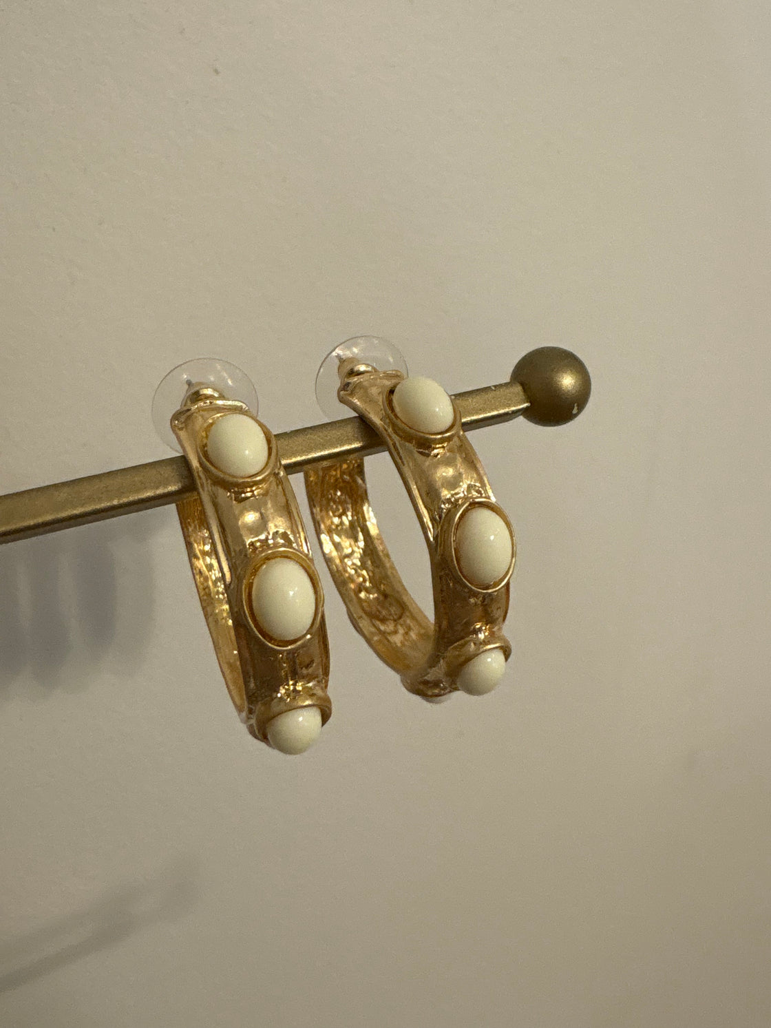 White Gemstone Hoops