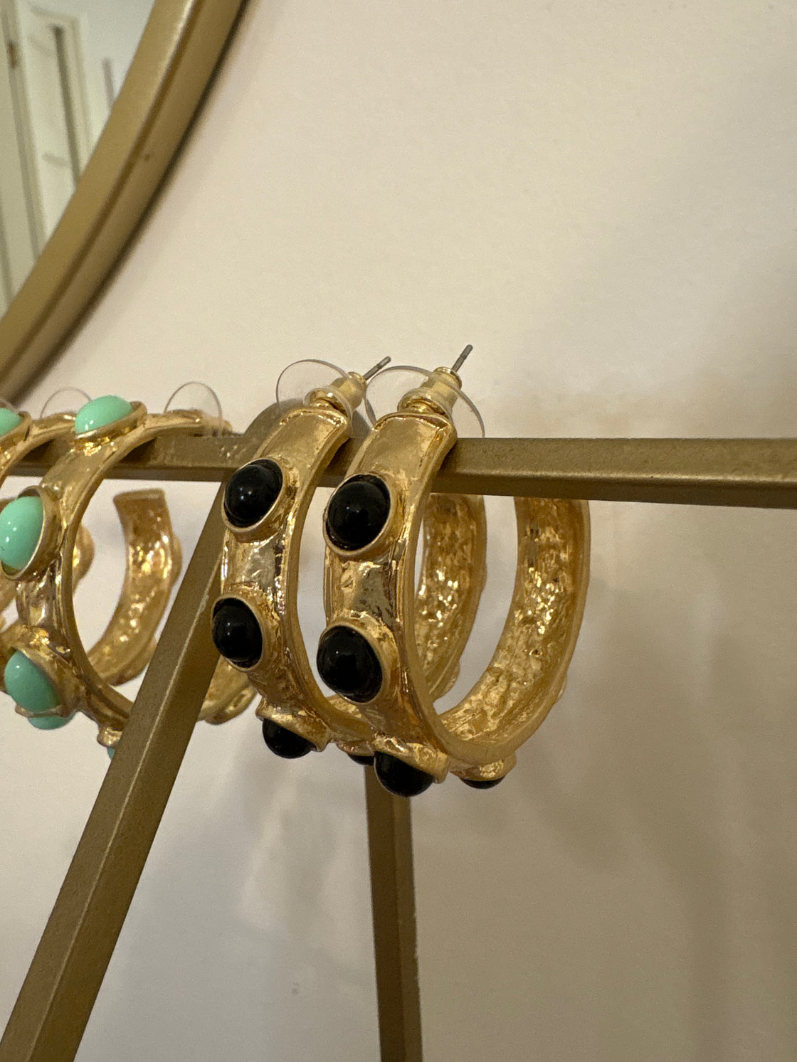 Black Gemstone Hoops