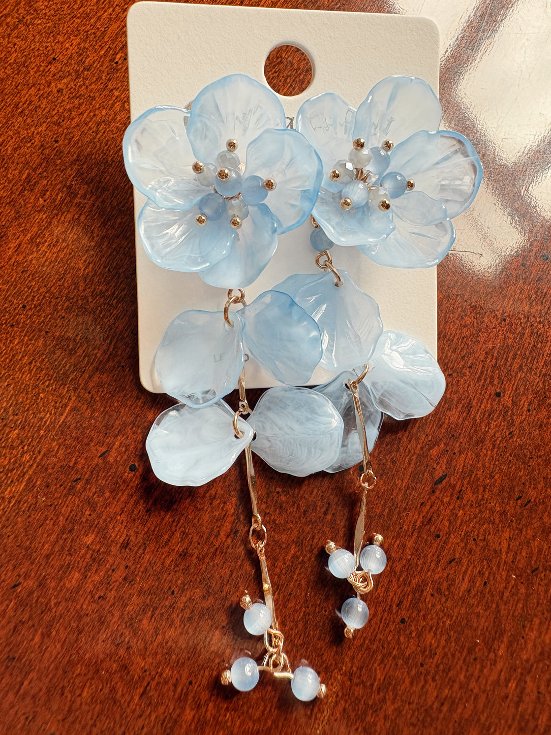 Blue Acrylic Flower Earrings