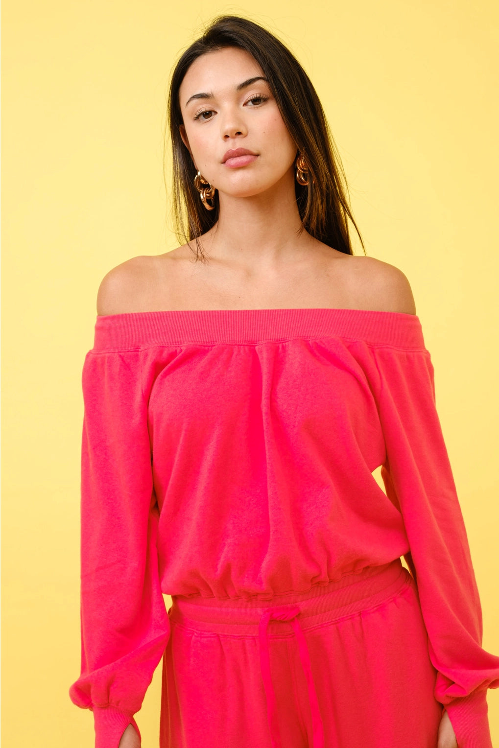 French Terry Off Shoulder Jumpsuit