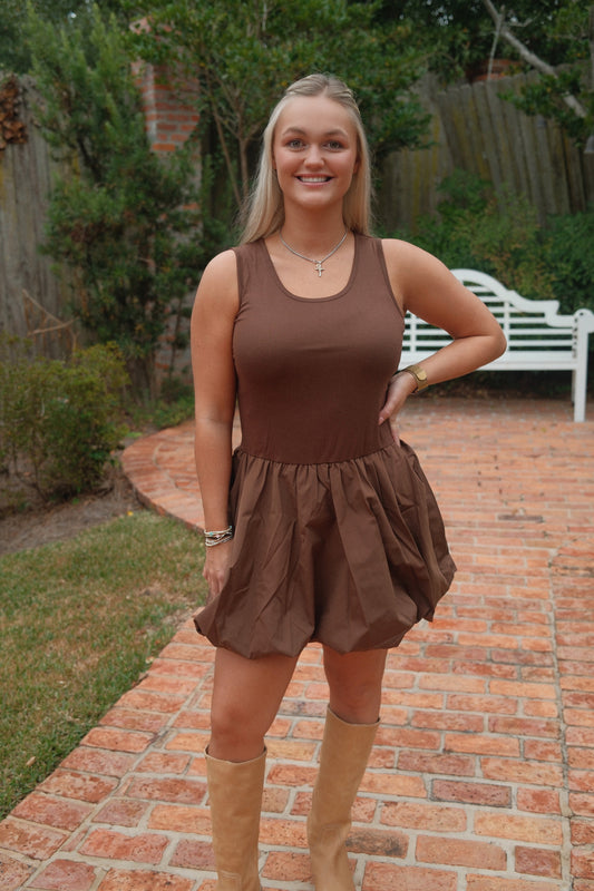 Sleeveless Bubble Skirt Mini Dress