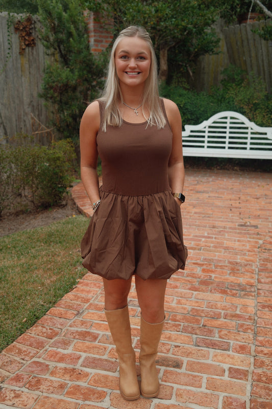 Sleeveless Bubble Skirt Mini Dress