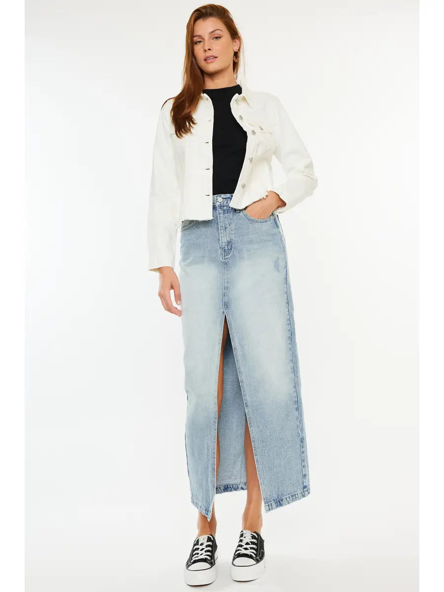 Light Wash Jean Maxi Skirt
